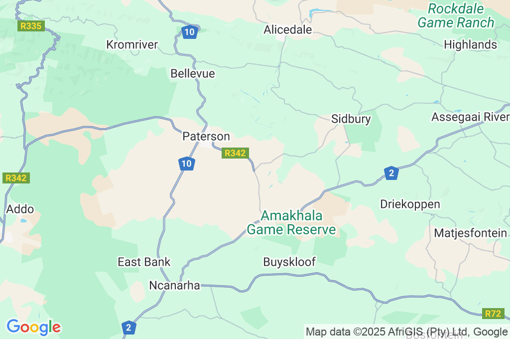 Shamwari Private Game Reserve in the Eastern Cape Area Map