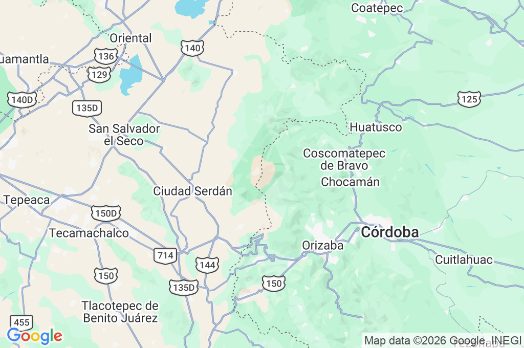 Pico de Orizaba Area Map