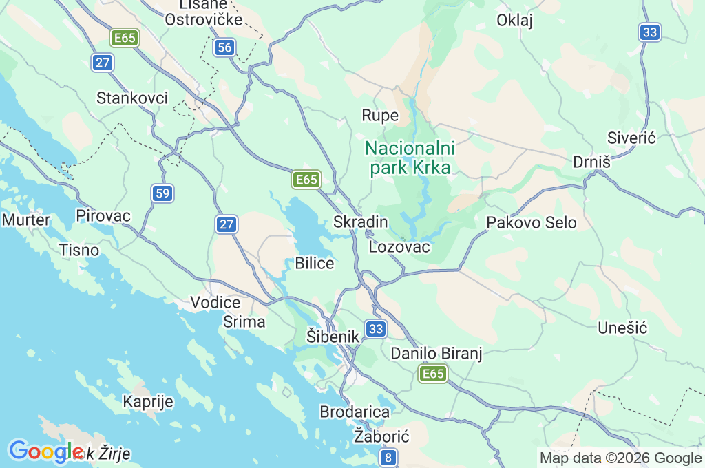 Krka Bridge Area Map Krka Bridge Area Map