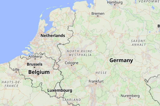 Map of North Rhine-Westphalia