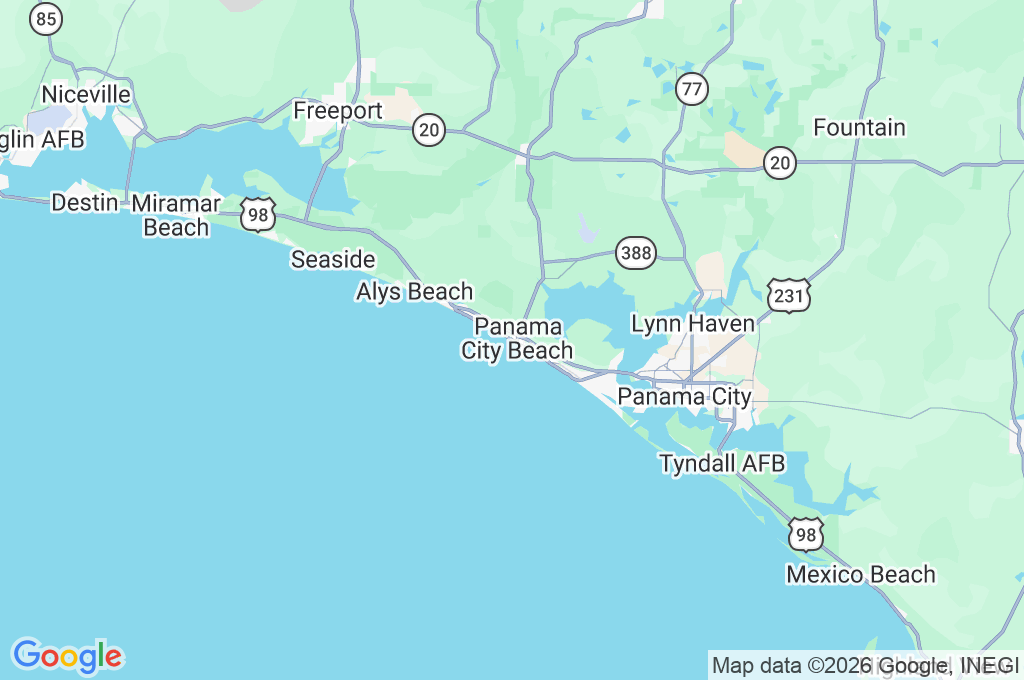Panama City Beach Area Map Panama City Beach Area Map