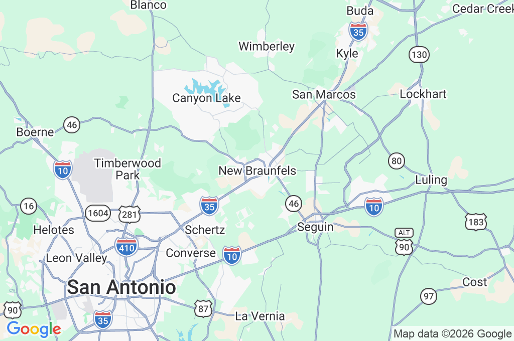 New Braunfels Area Map