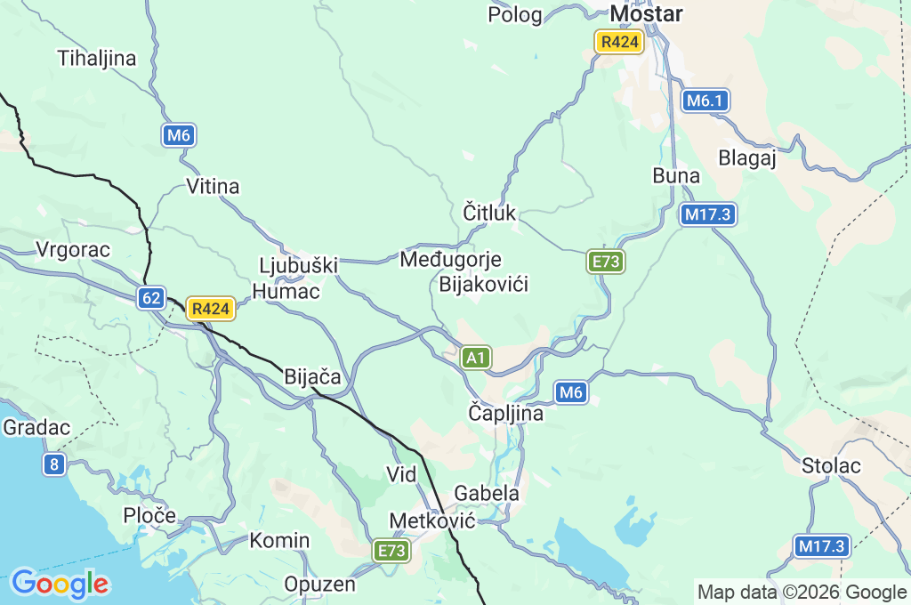 Mt. Križevac Area Map