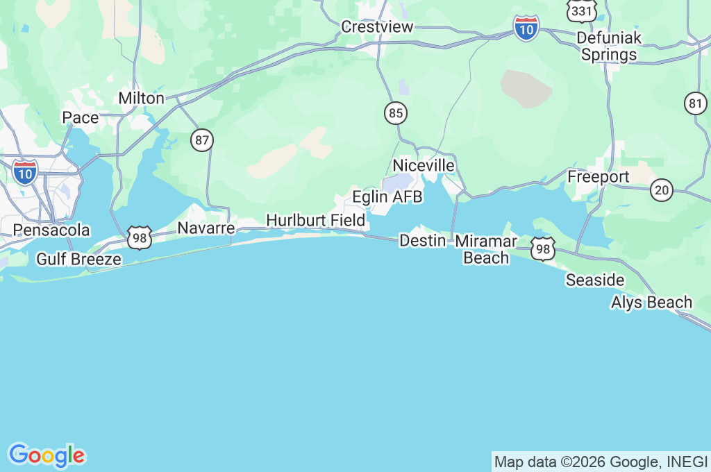 Okaloosa Island Area Map Okaloosa Island Area Map