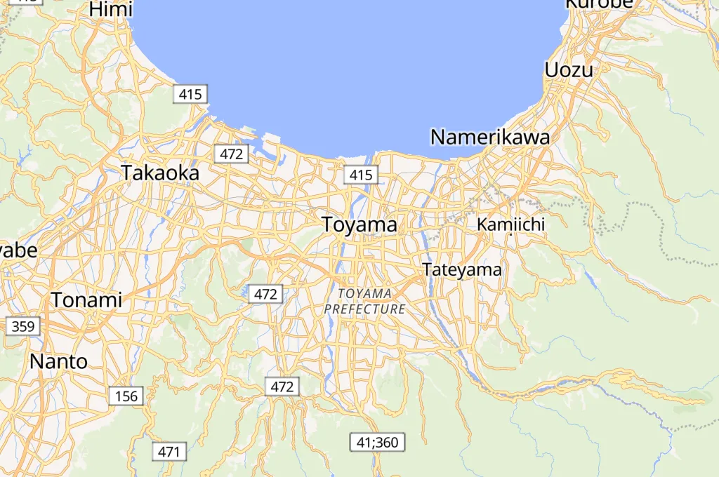 Toyama Area Map Toyama Area Map
