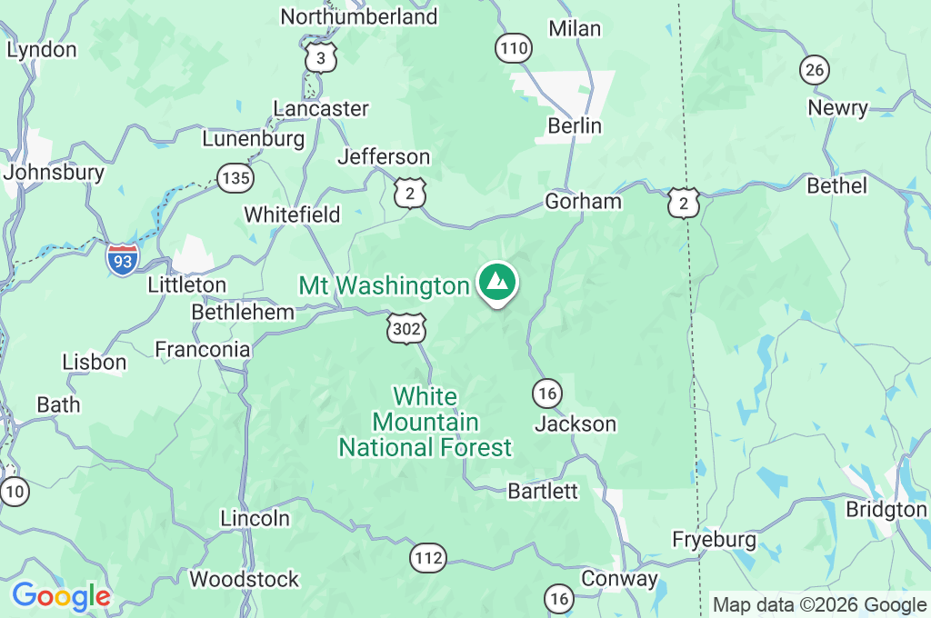 Mount Washington Cog Railway Area Map Mount Washington Cog Railway Area Map