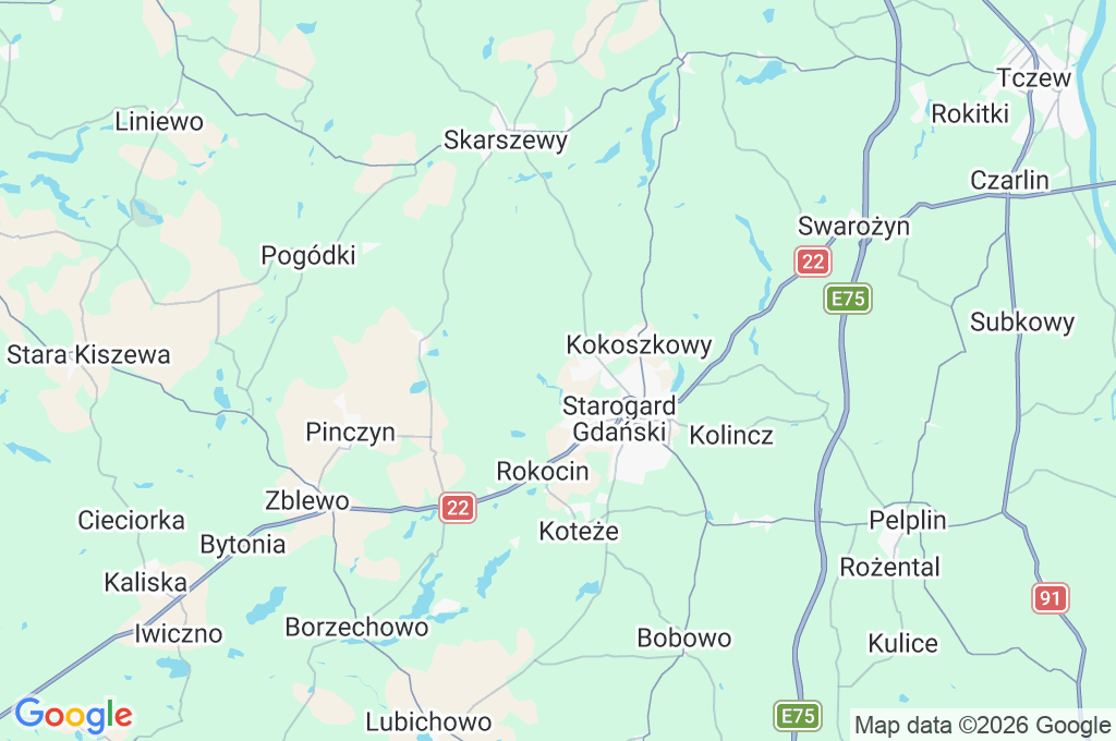 Żabno Area Map