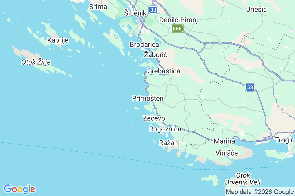 Primošten Area Map Primošten Area Map