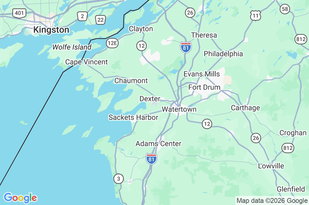 Watertown International Airport Area Map