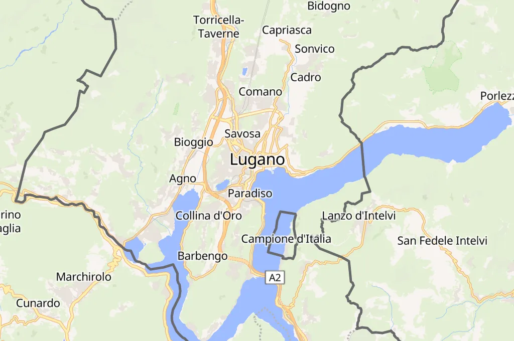 Lugano Area Map Lugano Area Map