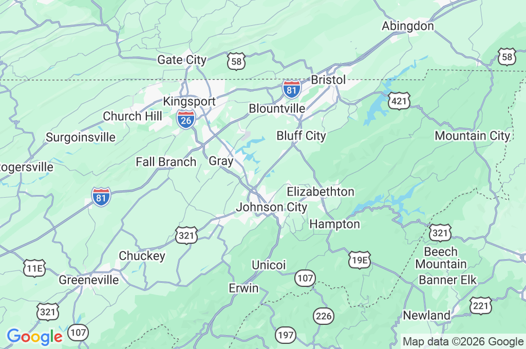 Johnson City Area Map Johnson City Area Map