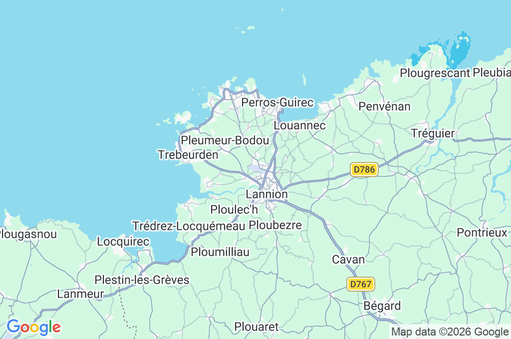Lannion - Côte de Granit Rose Airport Area Map