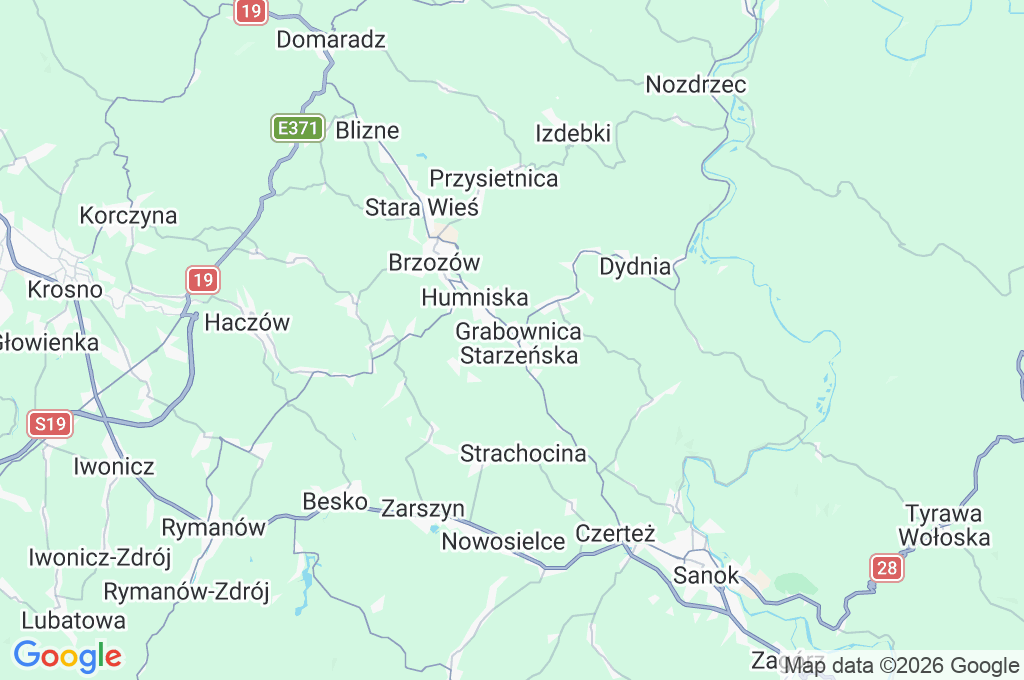 Grabownica Starzeńska Area Map