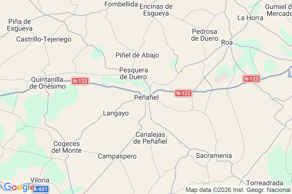 Peñafiel Area Map Peñafiel Area Map