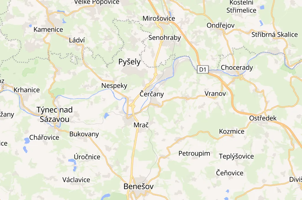 Čerčany Railway Station Area Map Čerčany Railway Station Area Map