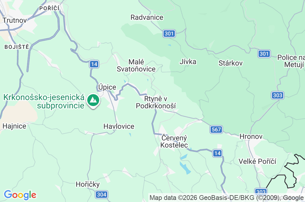 Rtyně v Podkrkonoší Area Map Rtyně v Podkrkonoší Area Map