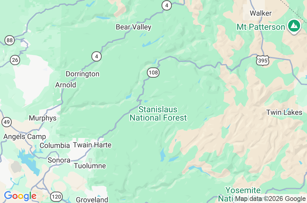 Dodge Ridge Area Map