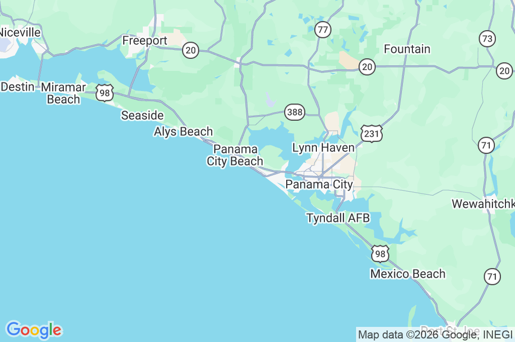 Panama City Beach Area Map