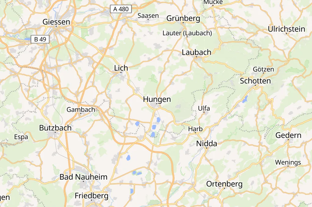 Hungen Area Map
