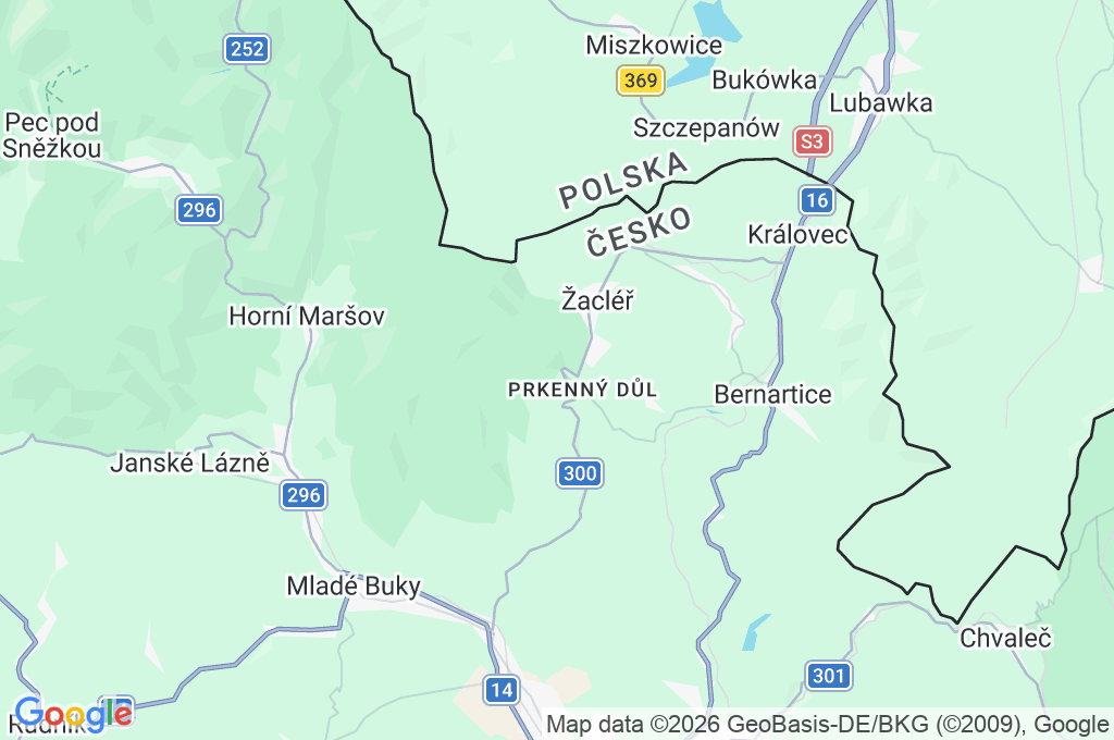 Žacléř Area Map