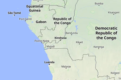 Map of Democratic Republic of the Congo