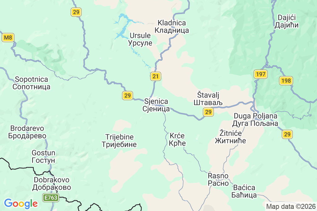 Sjenica Area Map Sjenica Area Map