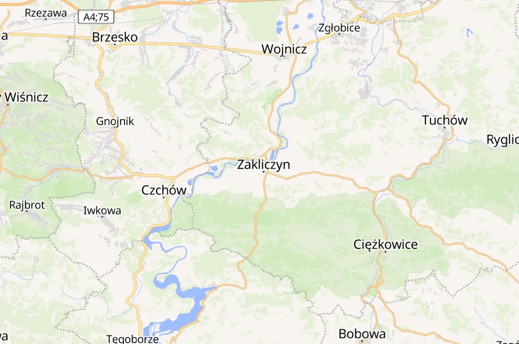 Zakliczyn Area Map
