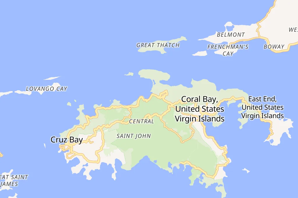 Maho Bay Beach Area Map