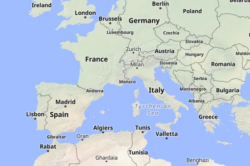 Map of Provence-Alpes-Côte d'Azur