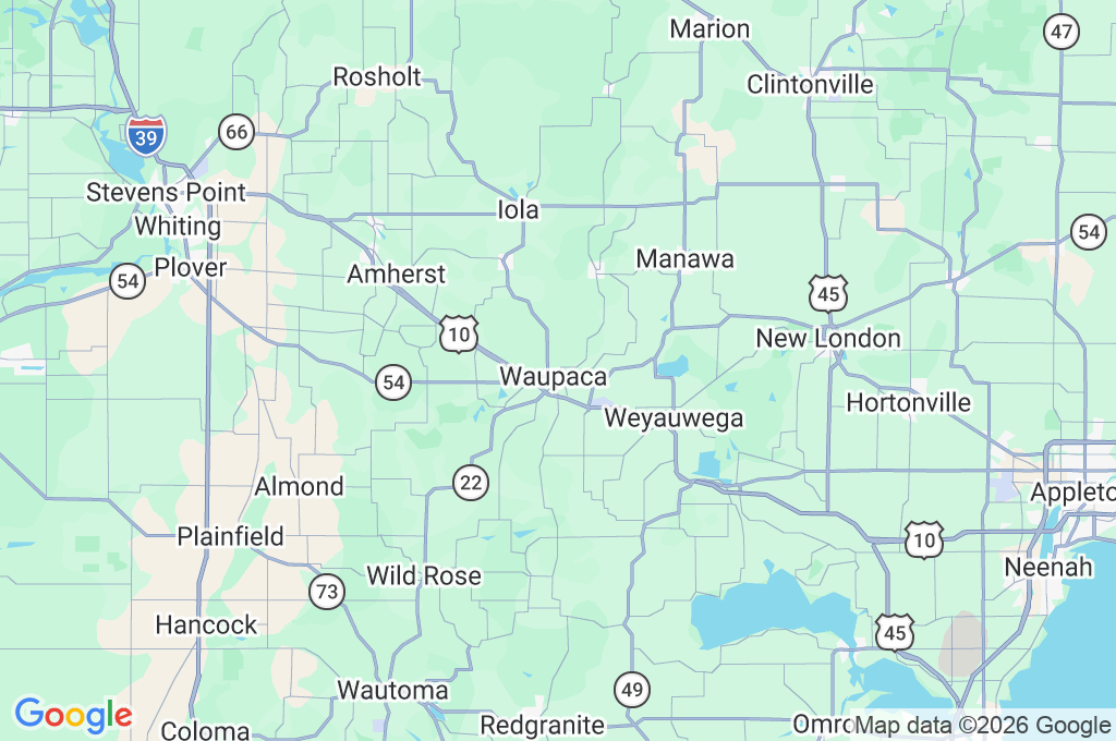 Waupaca Area Map Waupaca Area Map