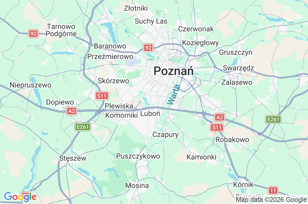 Poznań Area Map Poznań Area Map