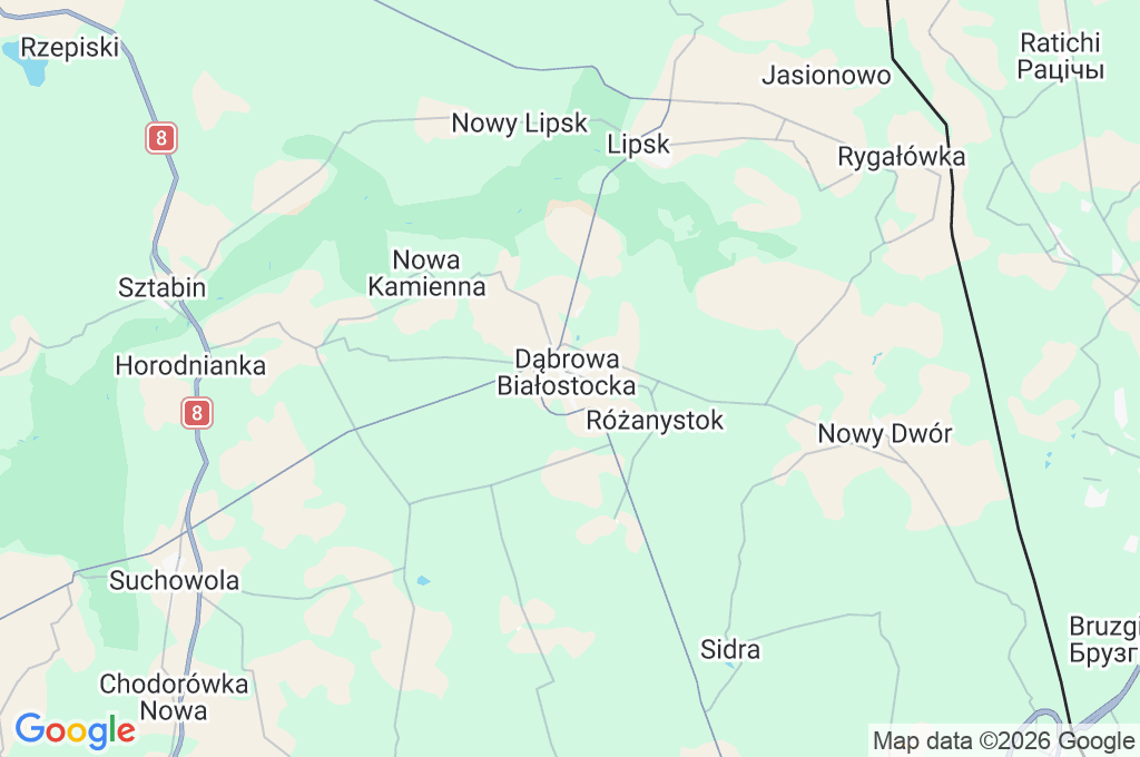 Dąbrowa Białostocka Area Map