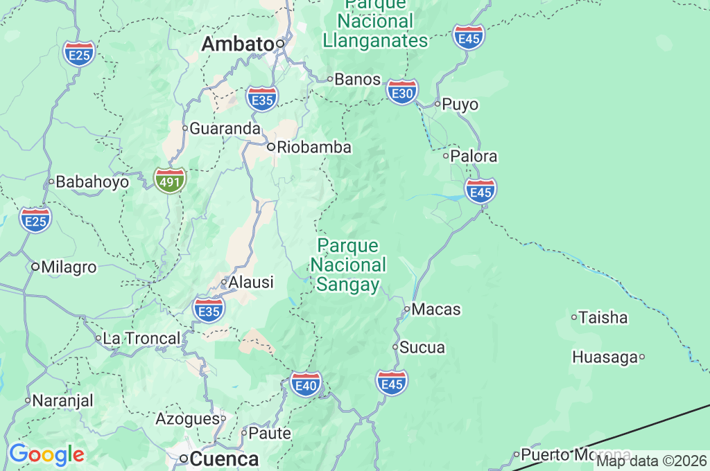 Sangay Volcano Area Map