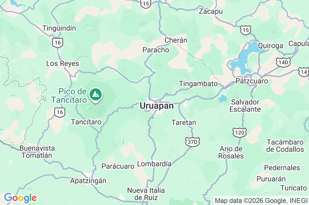 Uruapan Area Map Uruapan Area Map