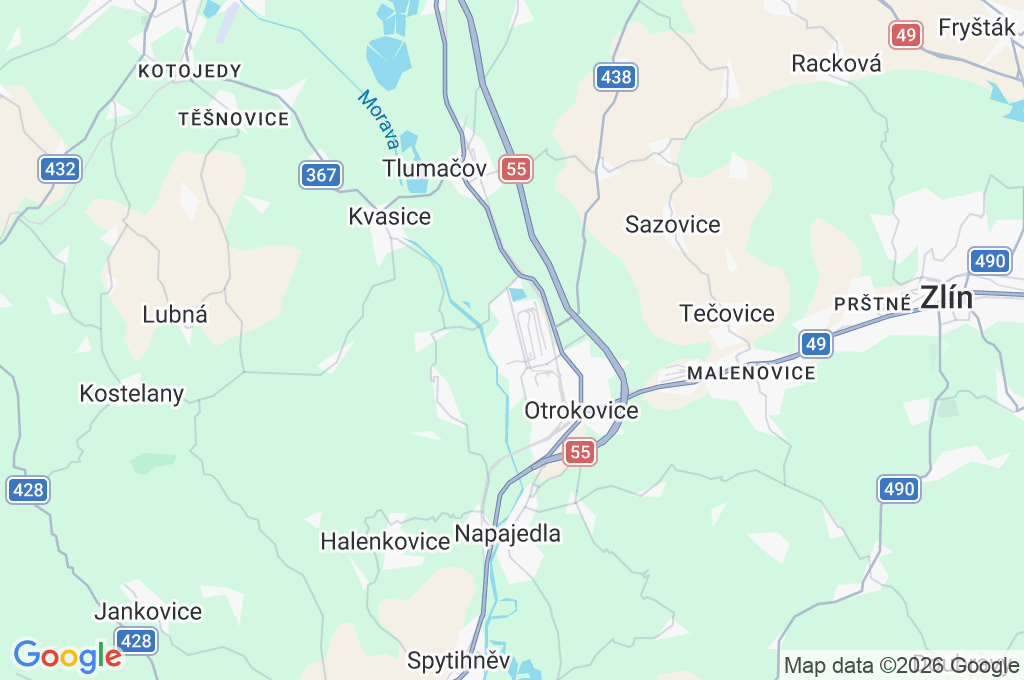 Baťov Area Map