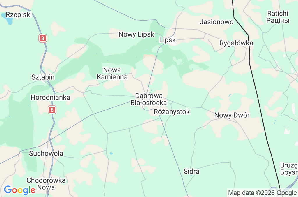 Dąbrowa Białostocka Area Map