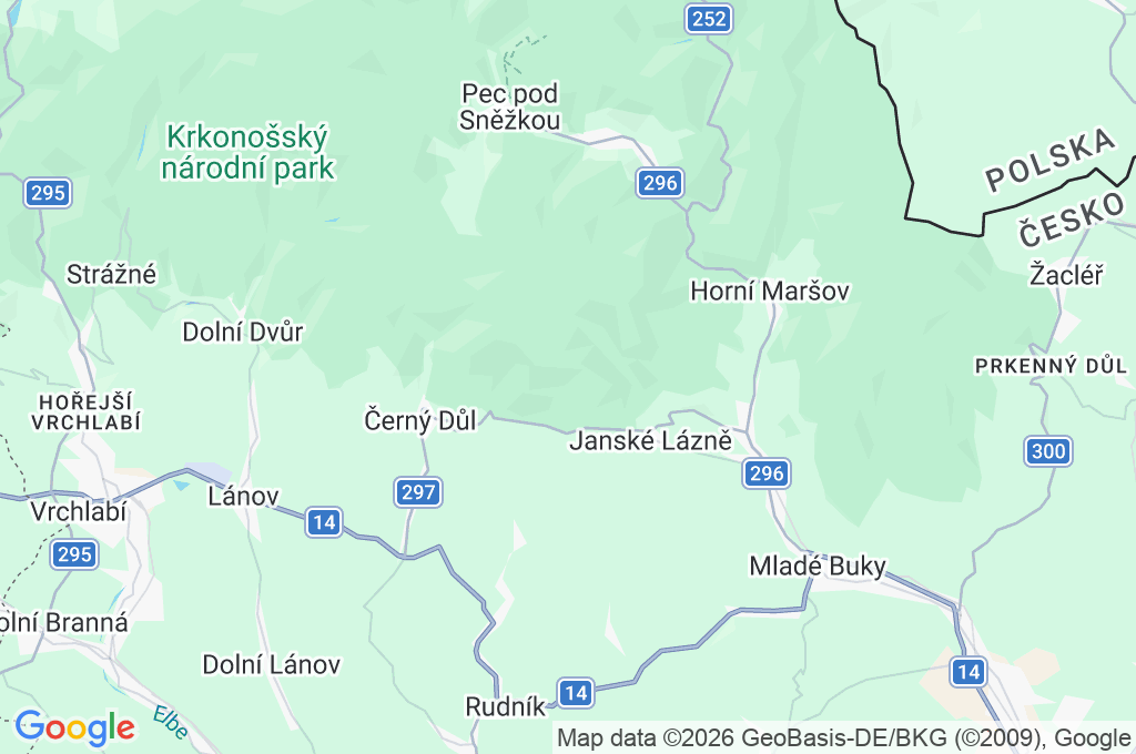 Černá hora Area Map