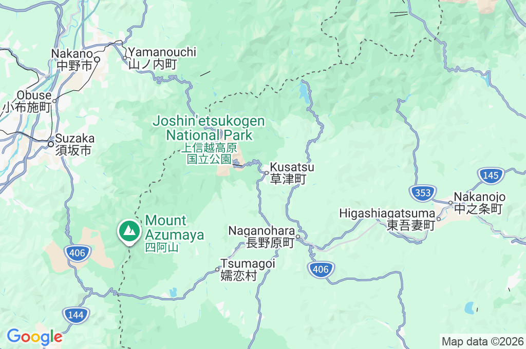 Kusatsu Onsen Area Map