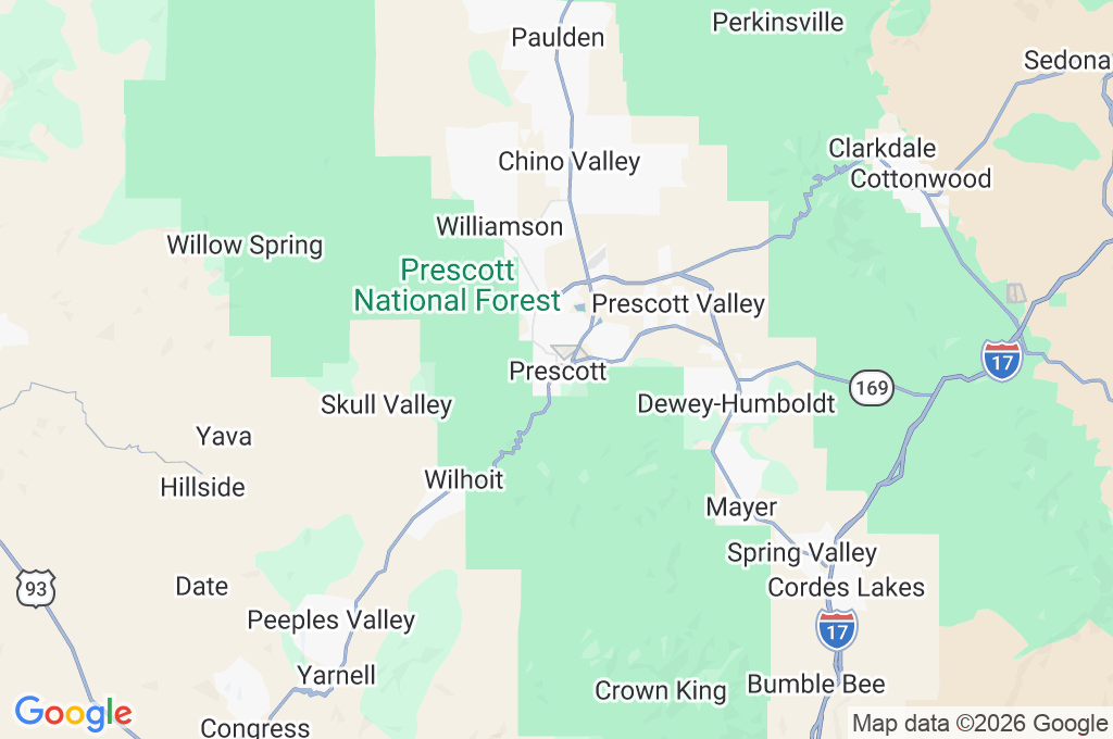 Prescott Area Map Prescott Area Map