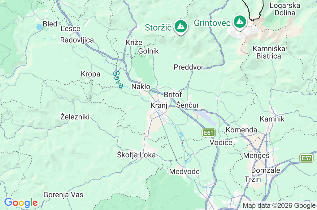 Kranj Area Map