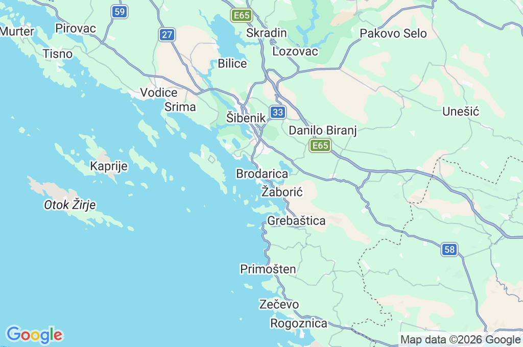 Brodarica Area Map