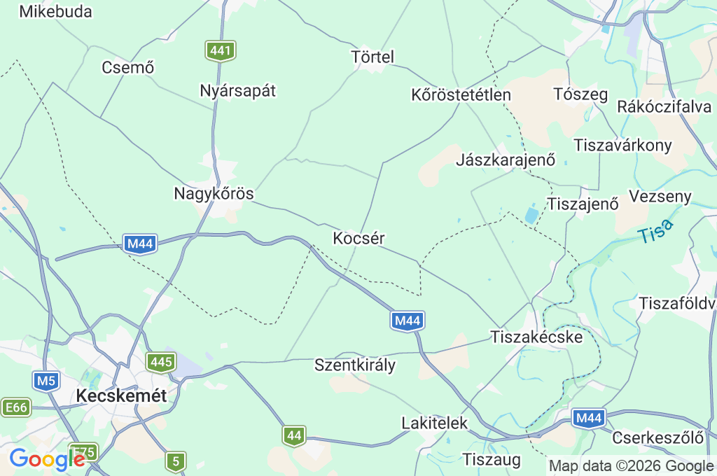 Kocsér Area Map Kocsér Area Map