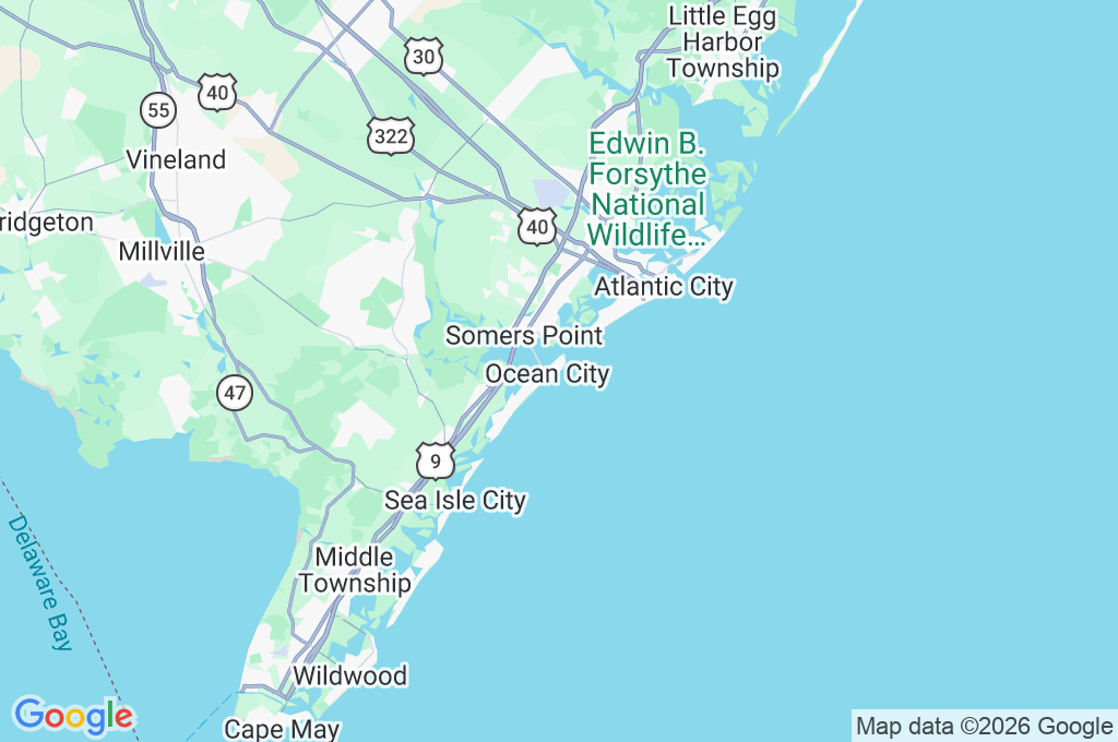 Ocean City Beach Area Map
