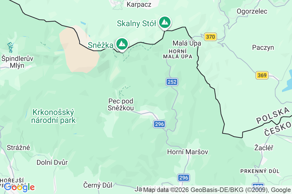 Velká Úpa Area Map Velká Úpa Area Map