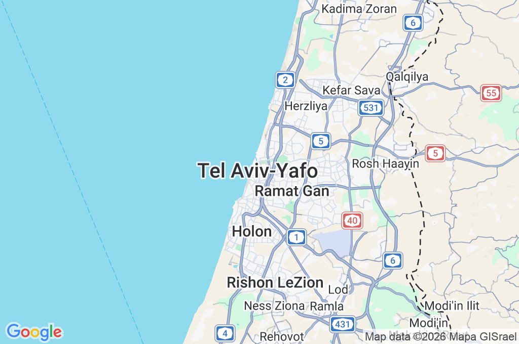 Tel Aviv-Yafo Area Map