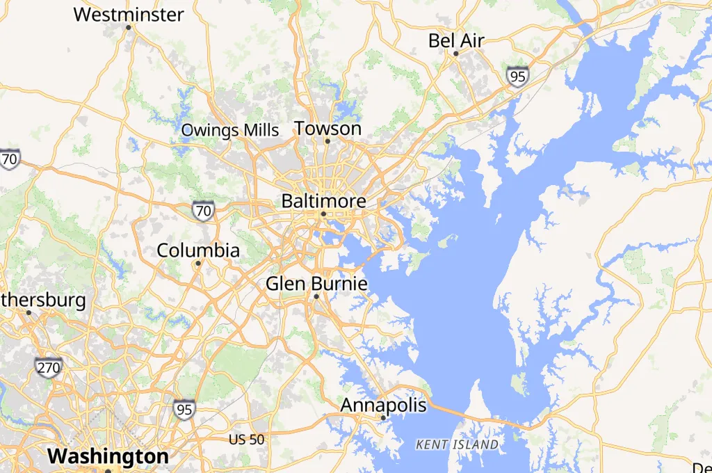 Baltimore Shipping Channel Area Map