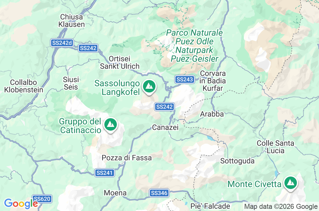 Sella Pass Area Map
