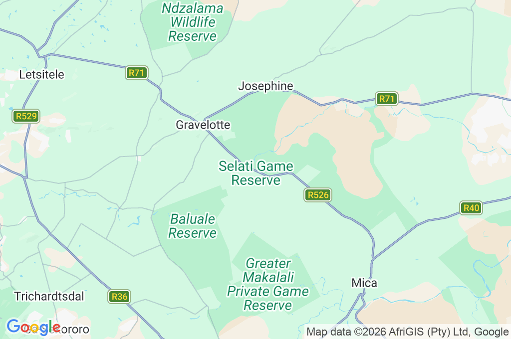 Selati Game Reserve Area Map