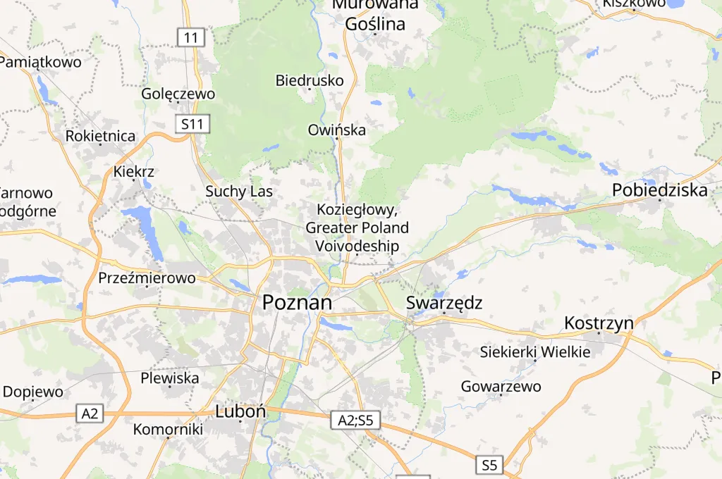 Koziegลowy Area Map Koziegลowy Area Map