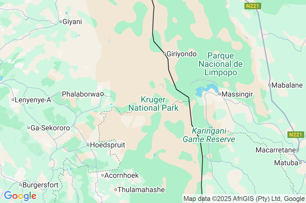 Kruger National Park Area Map